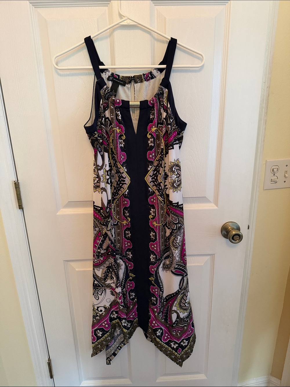 INC International Concepts Black Maxi Dress with Pink Paisley Print